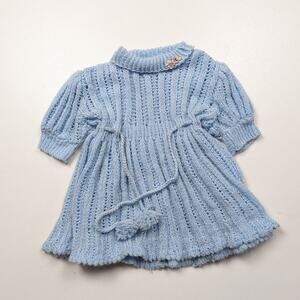 Vintage Handmade Dress Girls Size 18m Sweater Twirly Short Sleeve